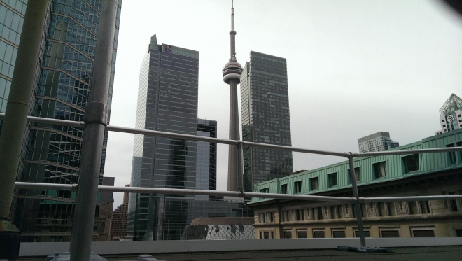 Guardrail with CN Tower in the background